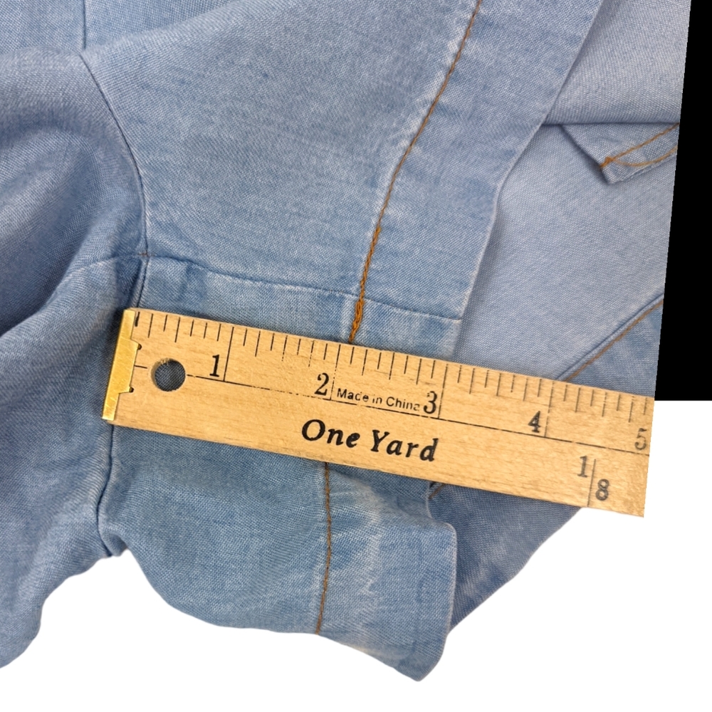 Splendid Chambray Romper Jumpsuit Womens XS Blue Tencel Off The Shoulder - Picture 15 of 15